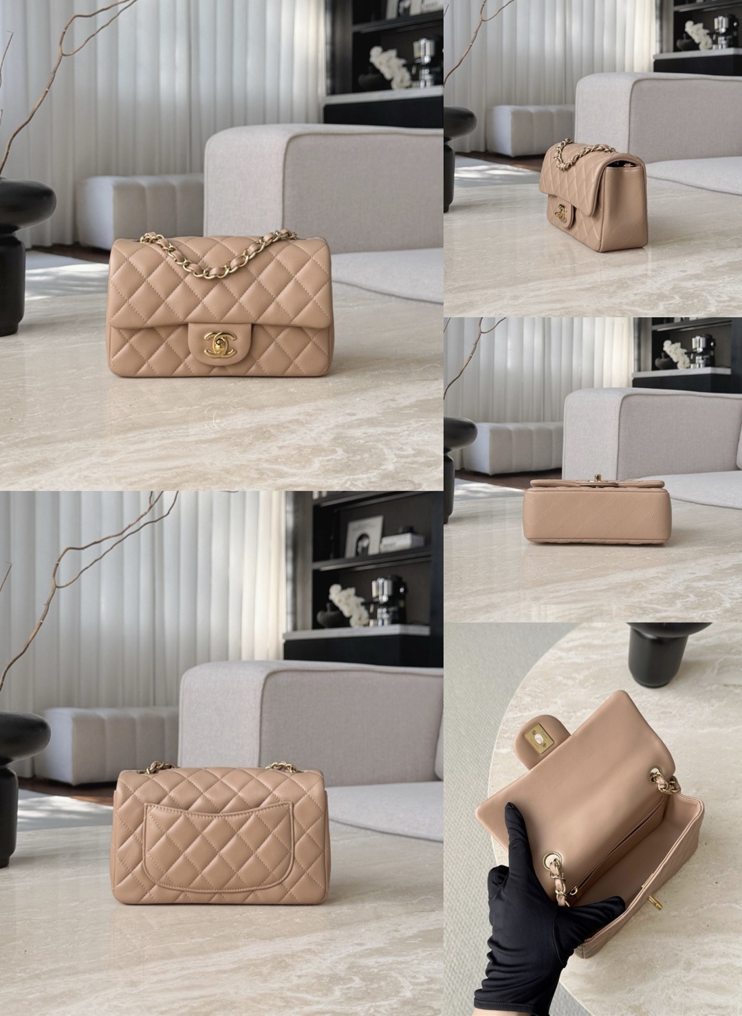CHANEL Mini Classic Handbag lambskin leather-20CM - image 12