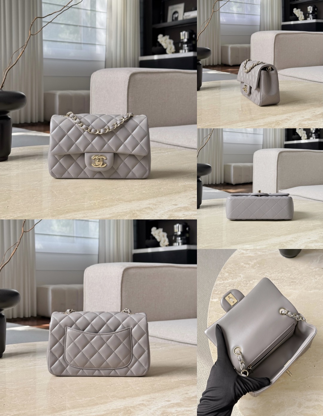 CHANEL Mini Classic Handbag lambskin leather-20CM - image 20