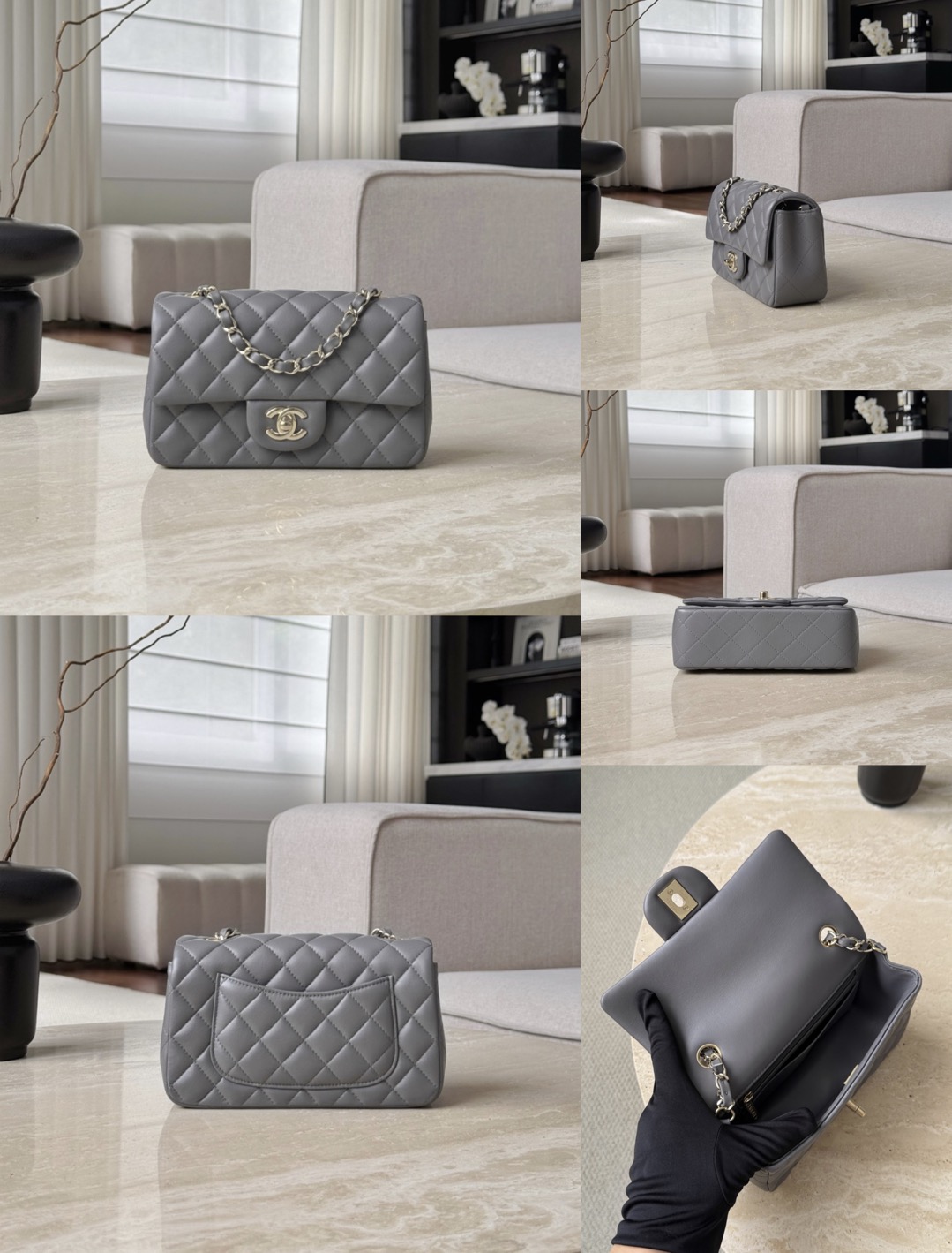 CHANEL Mini Classic Handbag lambskin leather-20CM - image 21