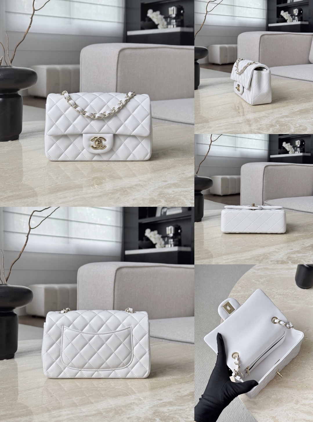 CHANEL Mini Classic Handbag lambskin leather-20CM - image 23