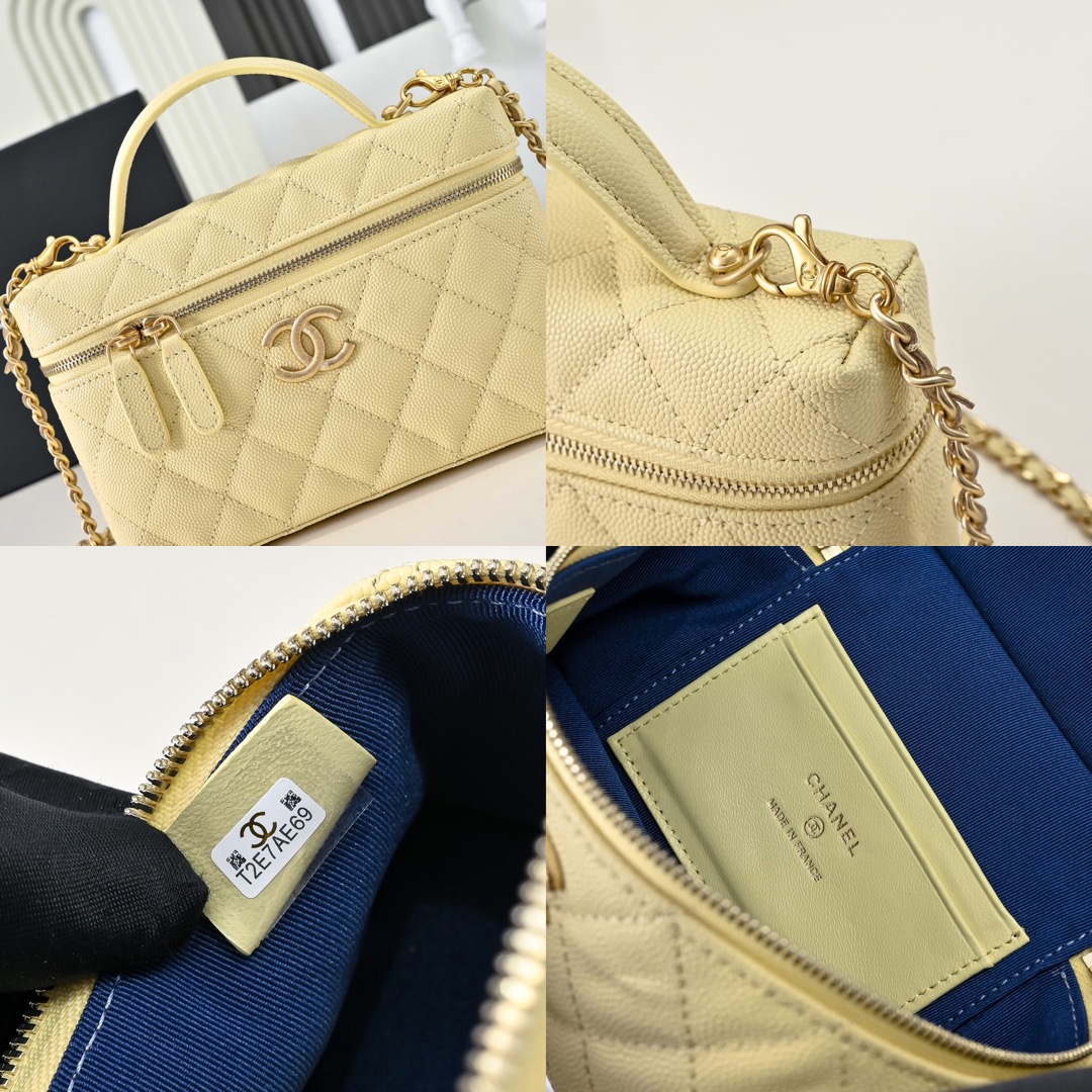 CHANEL 25P Brushed Gold Logo Chain Vanity Bag - image 8
