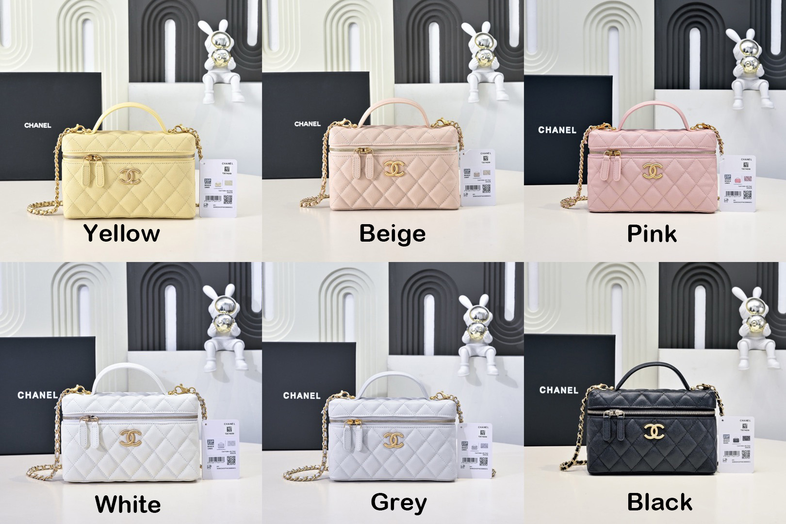 CHANEL 25P Brushed Gold Logo Chain Vanity Bag - image 7