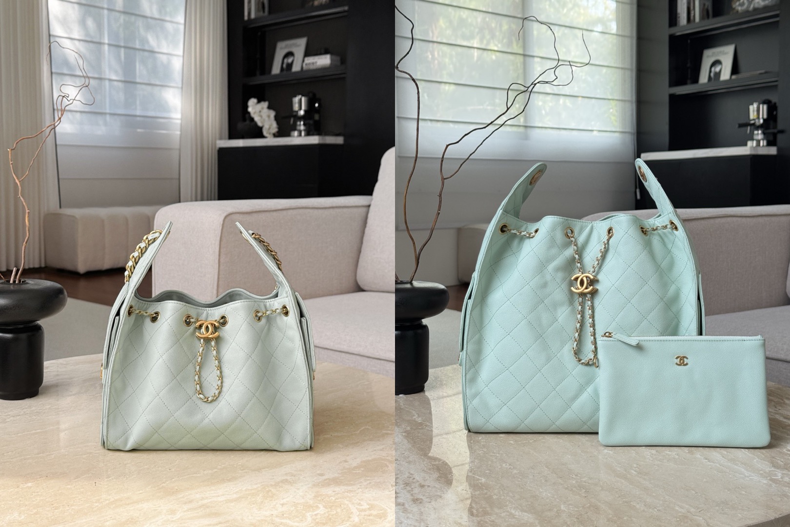 CHANEL 25A Hobo Bag Caviar leather In Mint Green - image 7