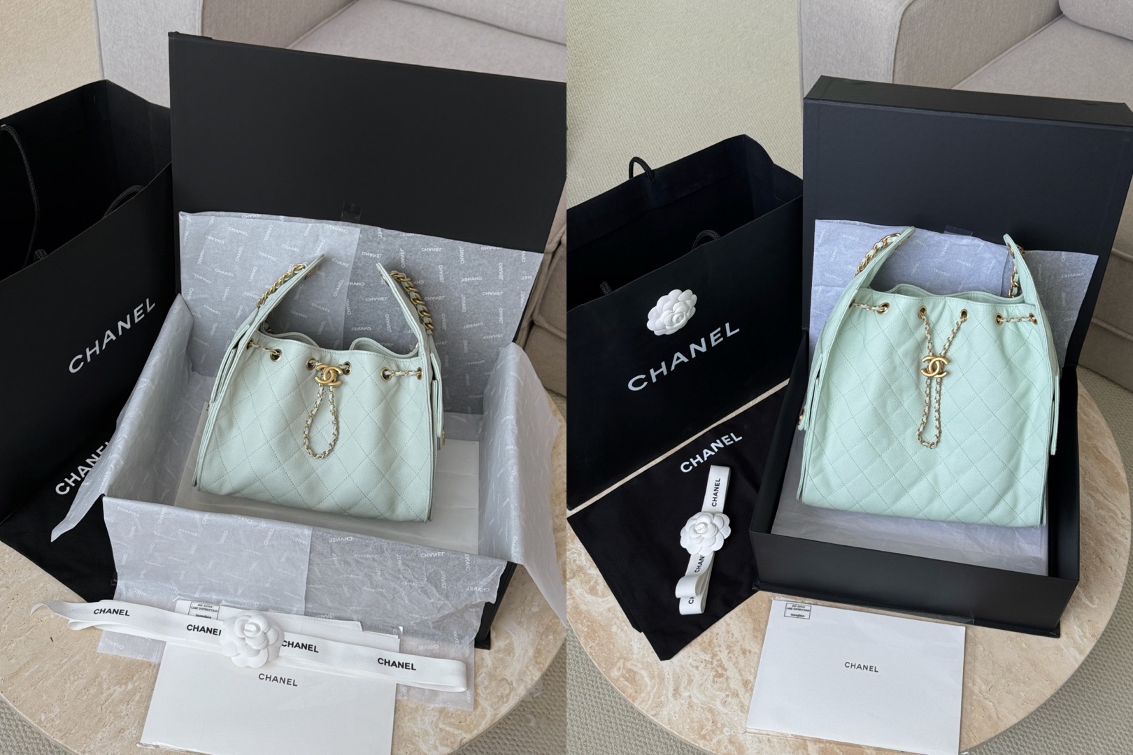 CHANEL 25A Hobo Bag Caviar leather In Mint Green - image 10
