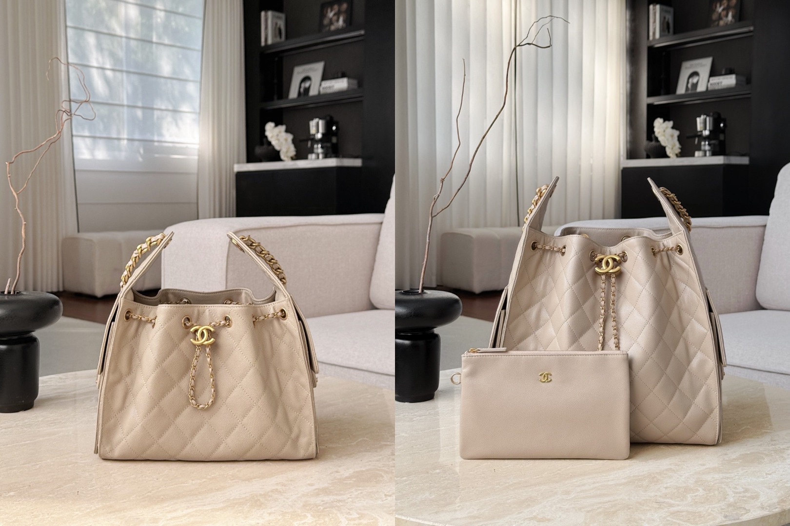 CHANEL 25A Hobo Bag Caviar leather In Beige - image 7