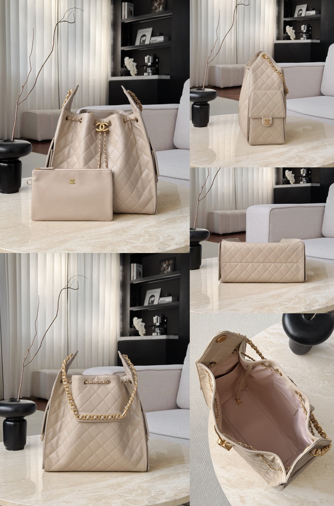 CHANEL 25A Hobo Bag Caviar leather In Beige - image 9