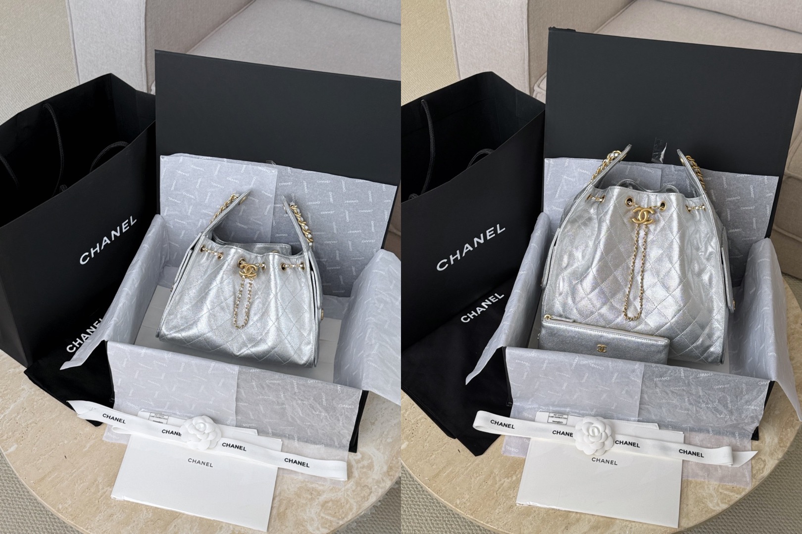 CHANEL 25A Hobo Bag Caviar leather In Silver - image 10