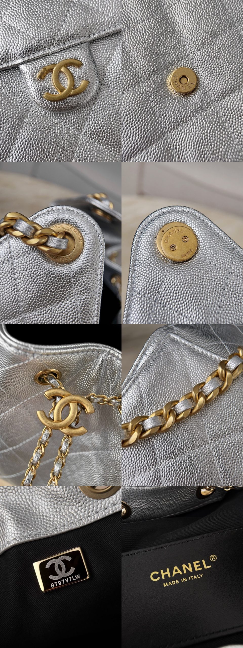 CHANEL 25A Hobo Bag Caviar leather In Silver - image 8