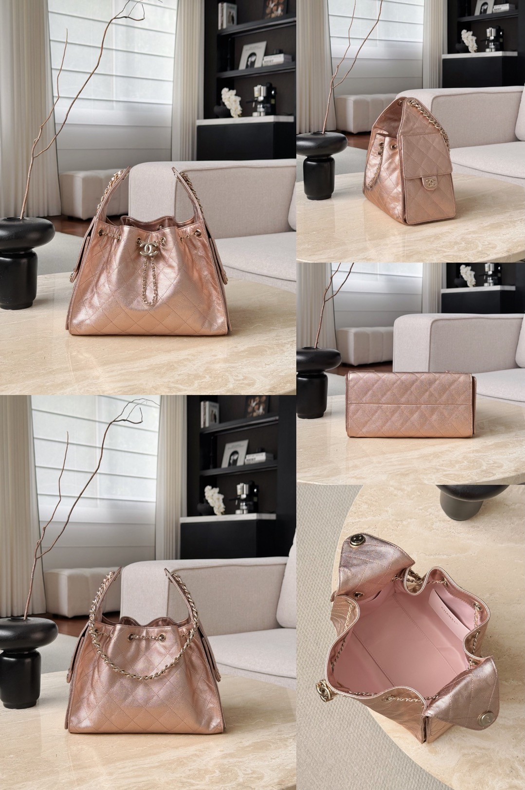 CHANEL 26C 25Bag Caviar leather In Metallic Rose Pink - image 9