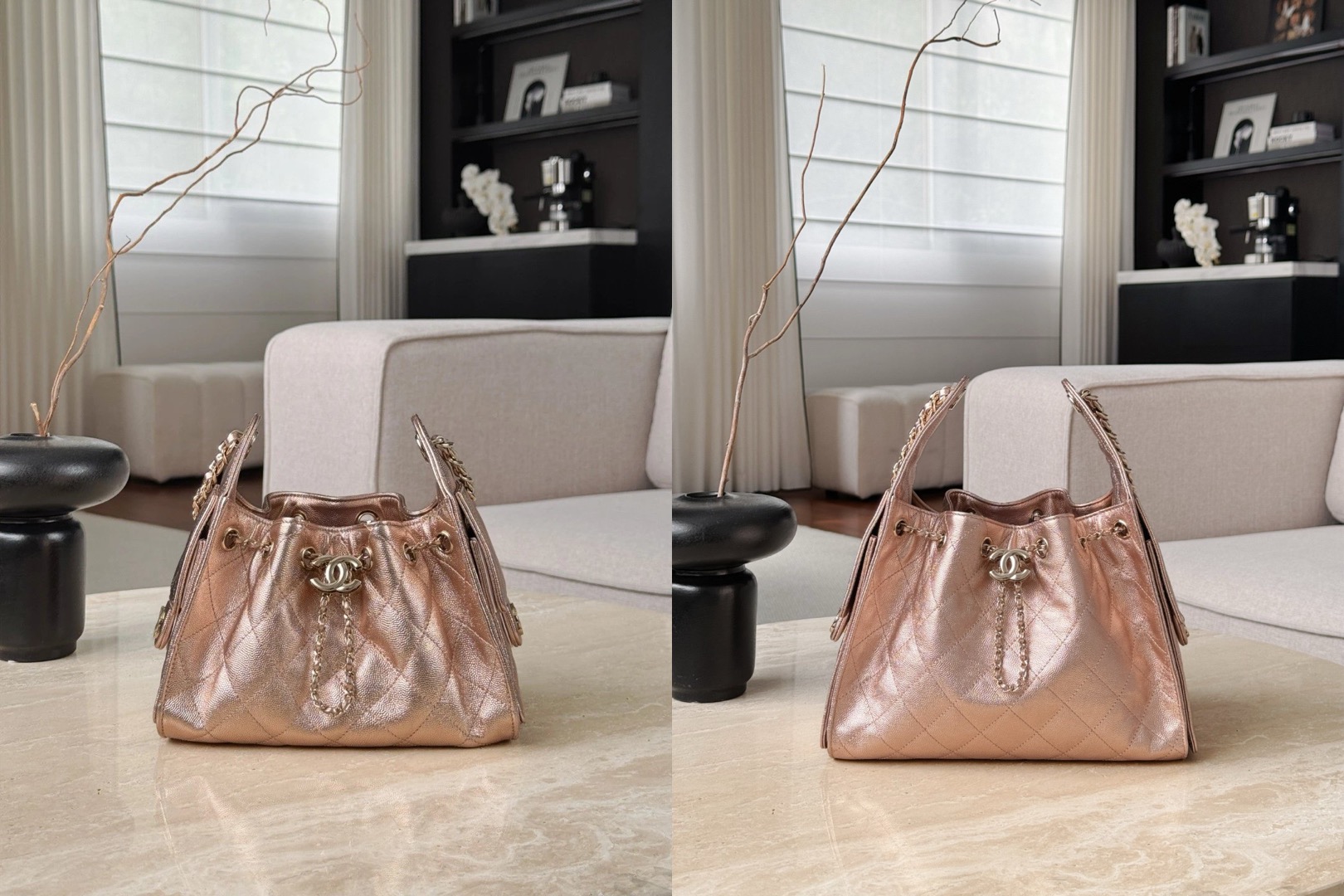 CHANEL 26C 25Bag Caviar leather In Metallic Rose Pink - image 7