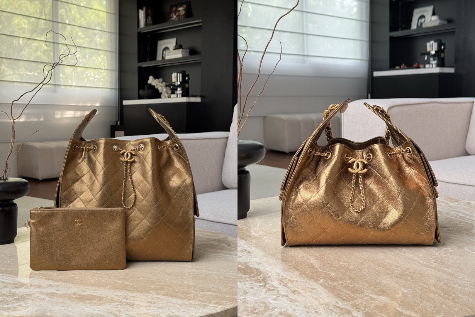 CHANEL 26C 25Bag Caviar leather In Metallic Bronze - image 7
