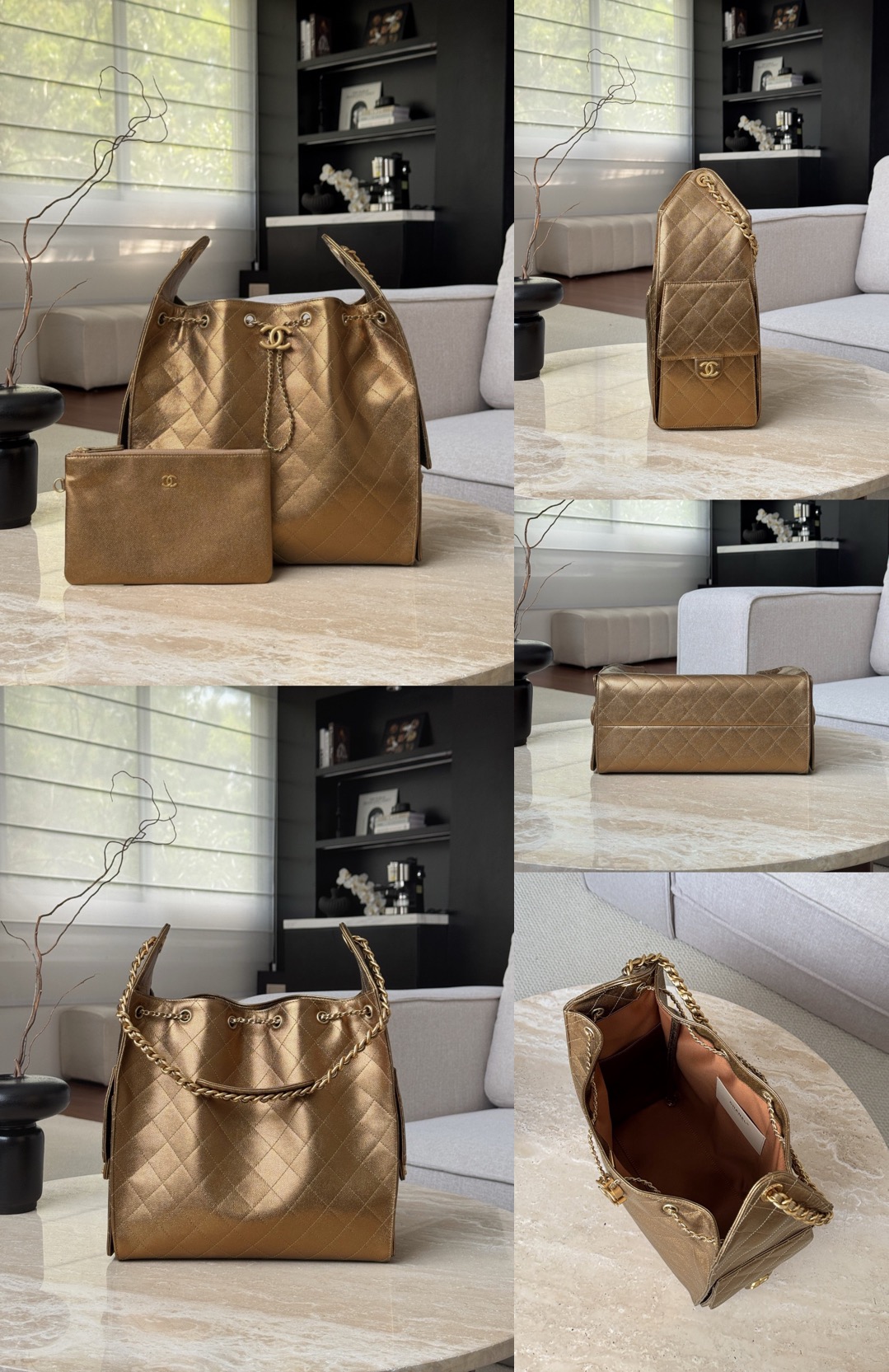 CHANEL 26C 25Bag Caviar leather In Metallic Bronze - image 9