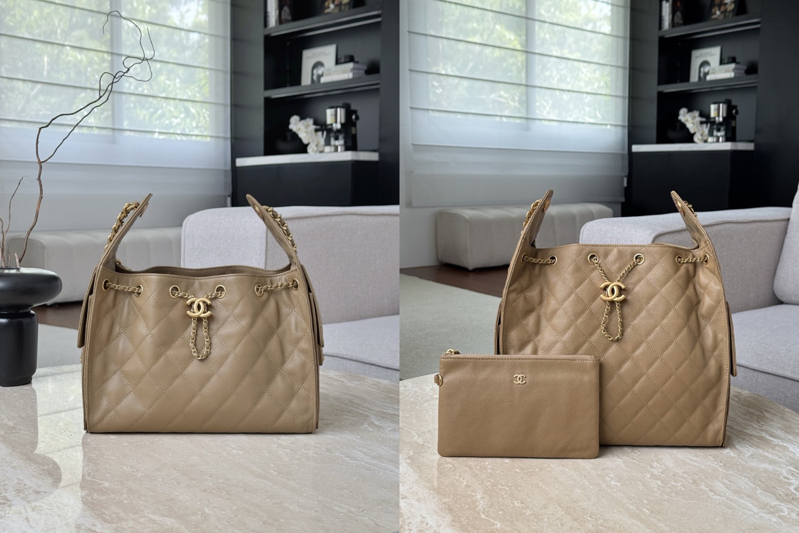 CHANEL 25Bag Caviar leather In Dark Khaki - image 7