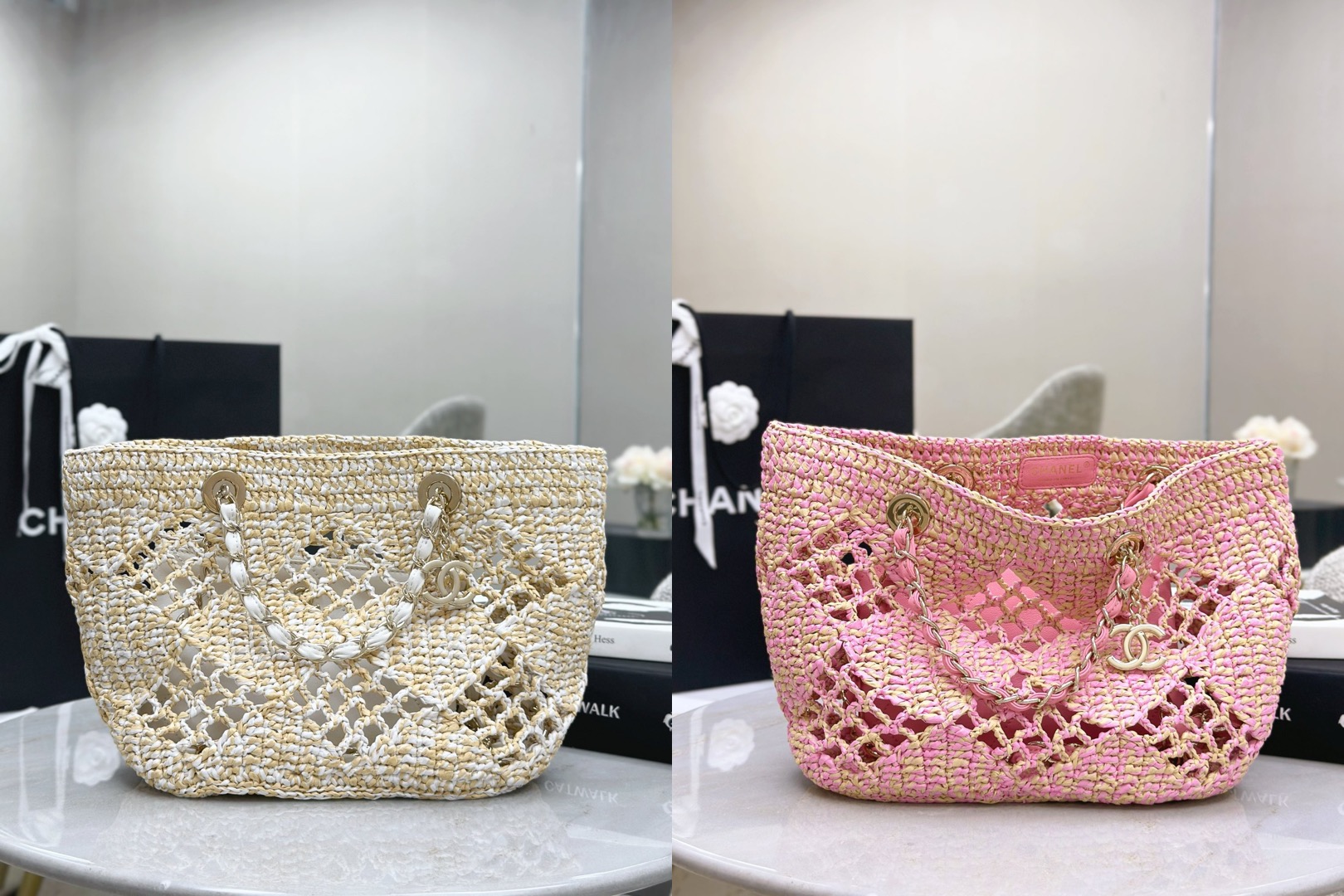 CHANEL 24A Cocobeach Collection Raffia Small Tote Bag - image 8