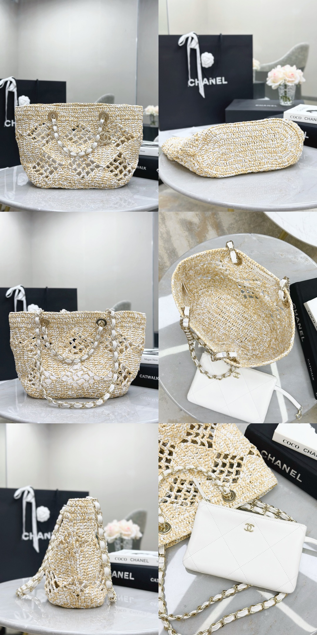 CHANEL 24A Cocobeach Collection Raffia Small Tote Bag - image 10
