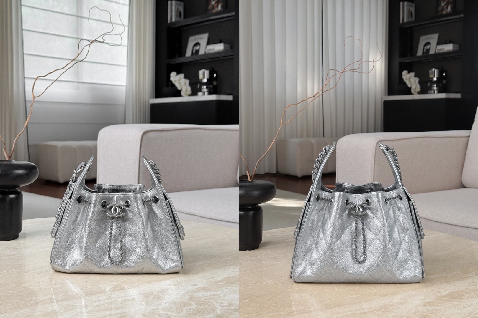 CHANEL 25Bag Calfskin in Light Metallie Silver - image 7