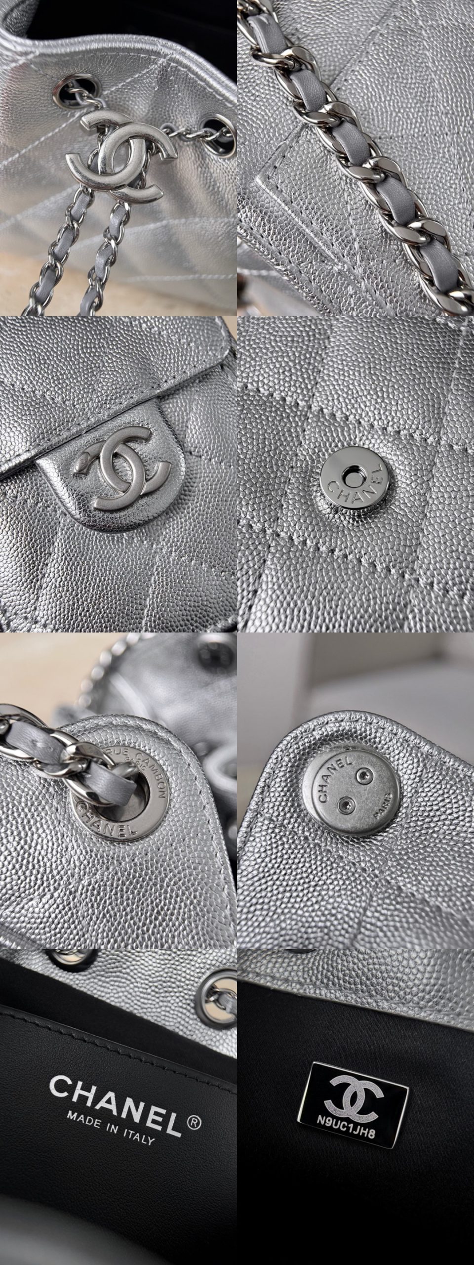 CHANEL 25Bag Calfskin in Light Metallie Silver - image 8
