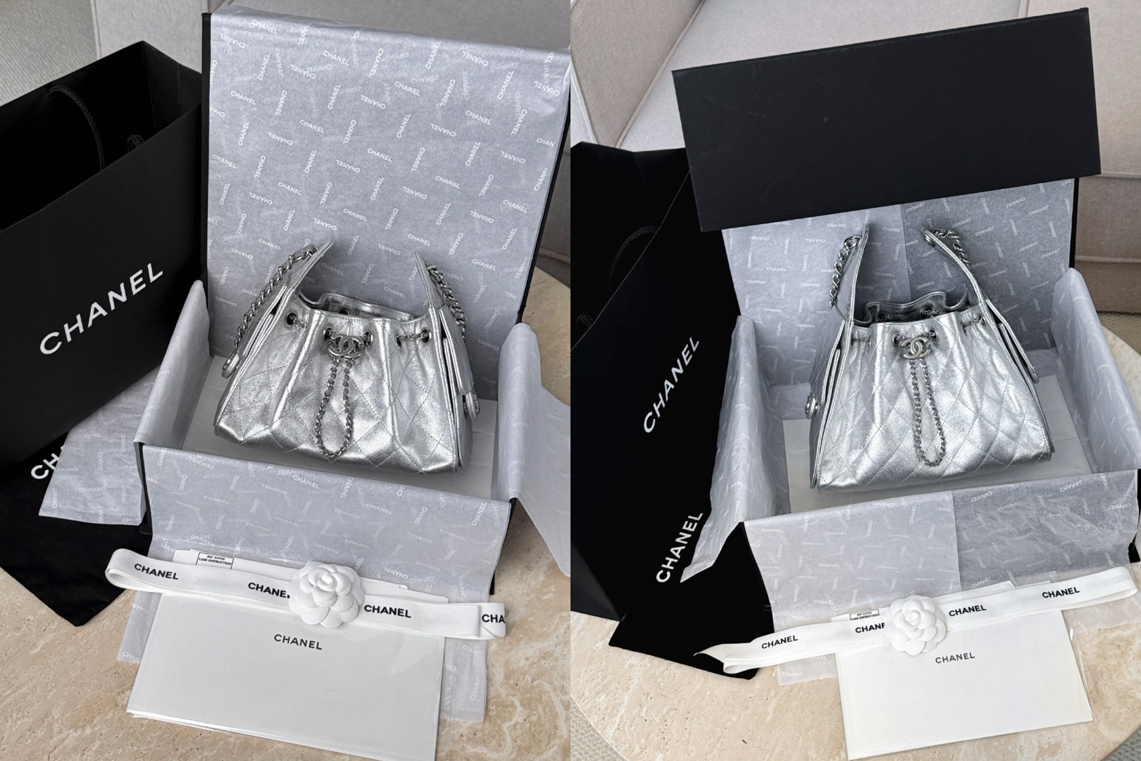 CHANEL 25Bag Calfskin in Light Metallie Silver - image 10