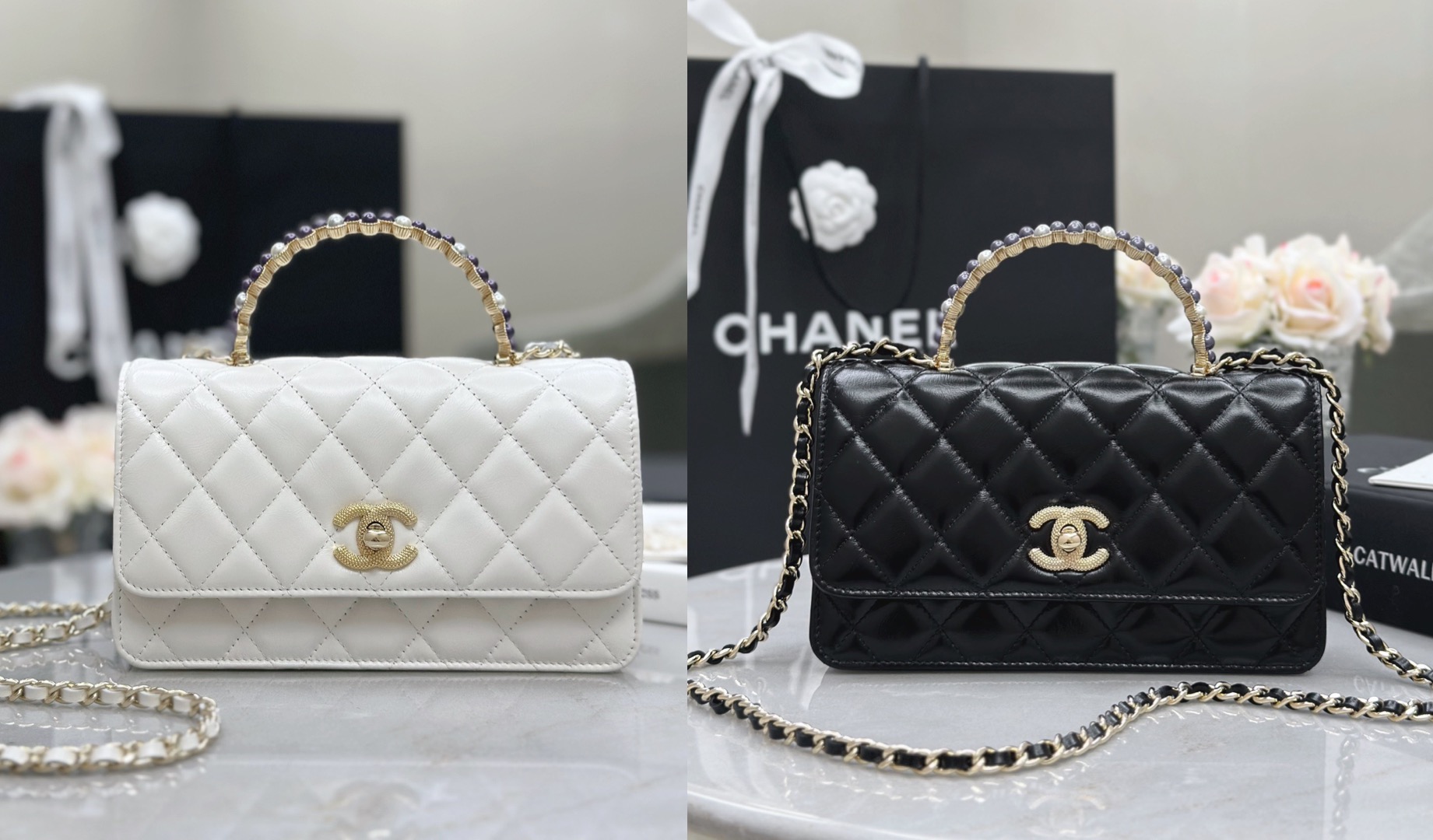 CHANEL Pearl-Embellished WOC Flap Bag - image 8