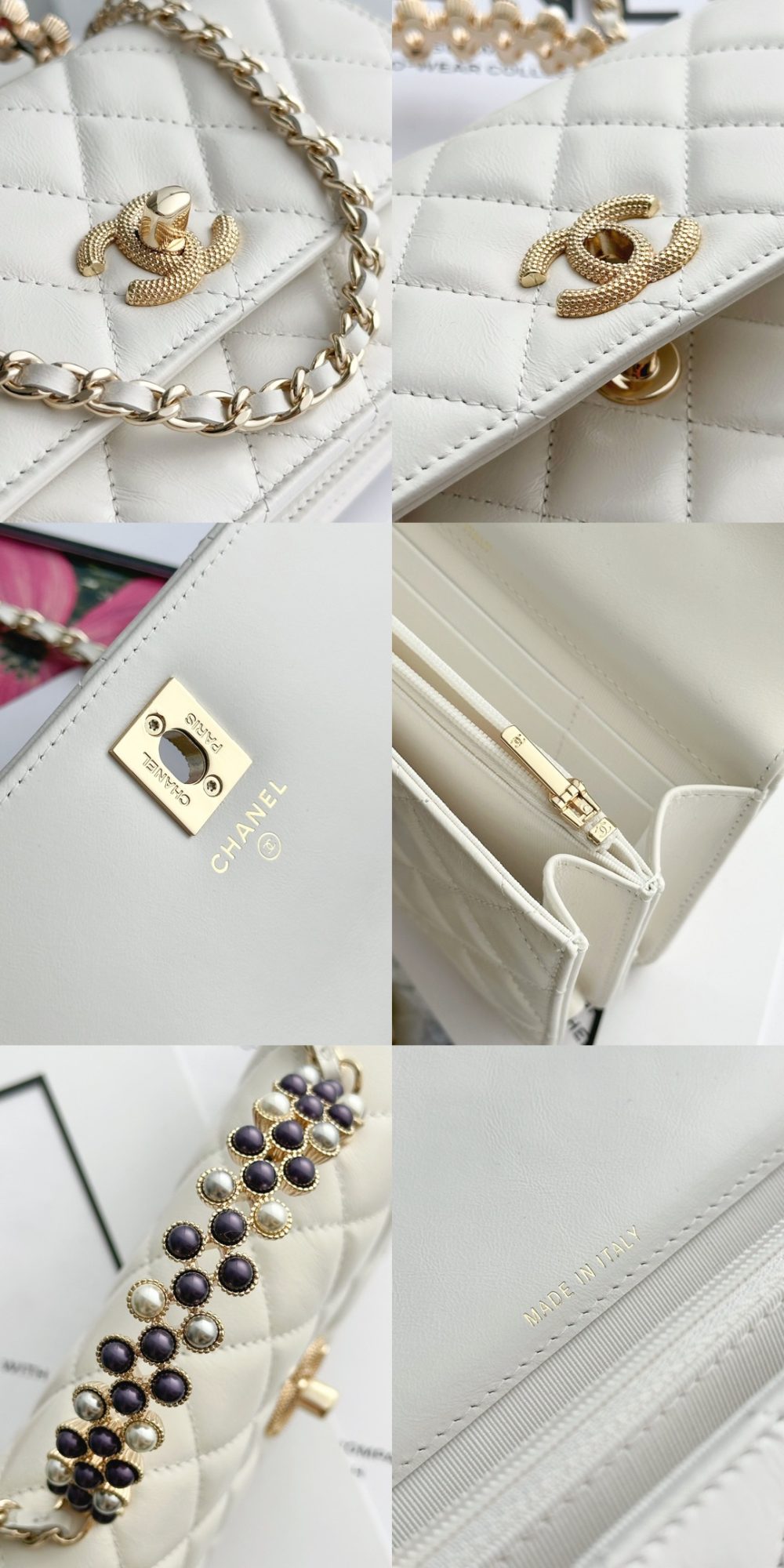 CHANEL Pearl-Embellished WOC Flap Bag - image 9