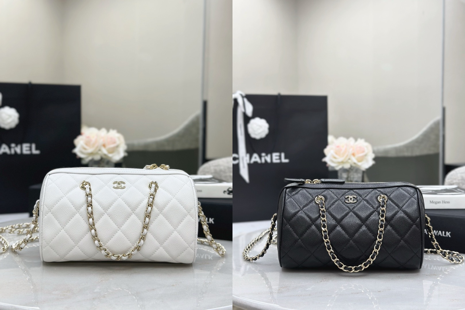 CHANEL 25P Caviar Leather Bowling Bag - image 8