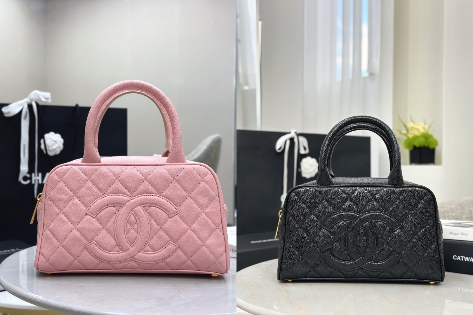 CHANEL Vintage Matelassé Mini Boston Handbag - image 8