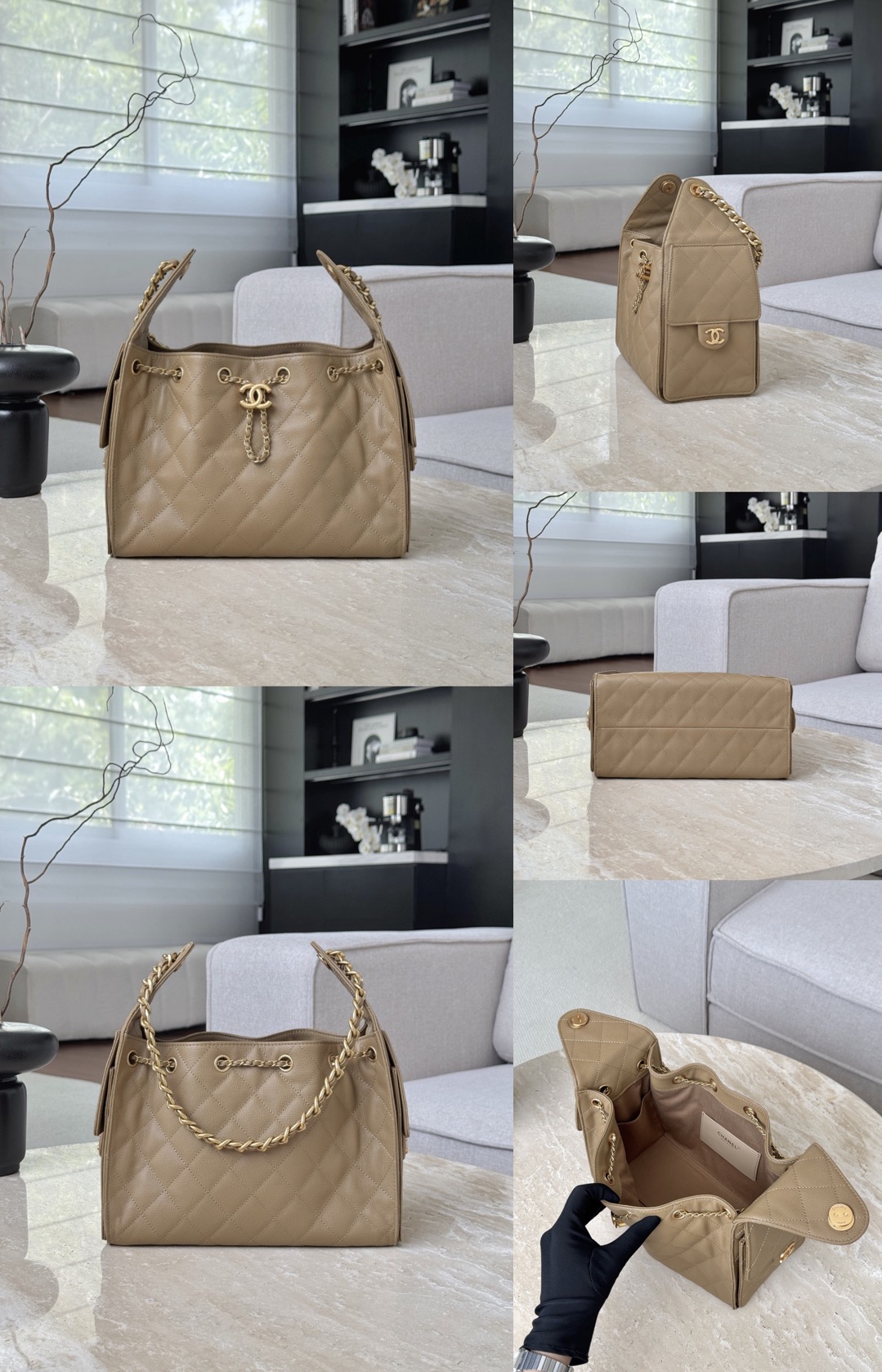 CHANEL 25Bag Caviar leather In Dark Khaki - image 9