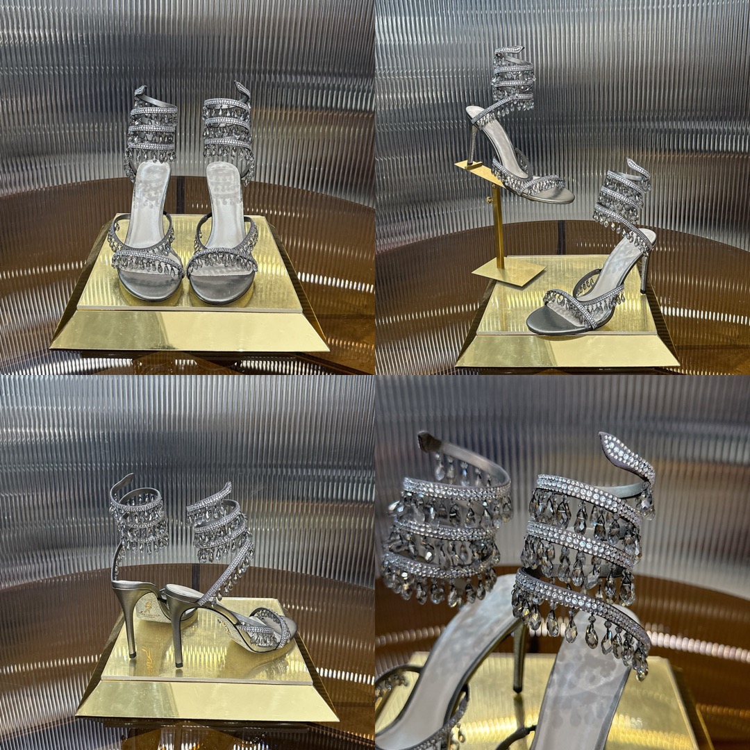 RENE  CAOVILLA Chandelier crystal-embellished leather sandals - image 11