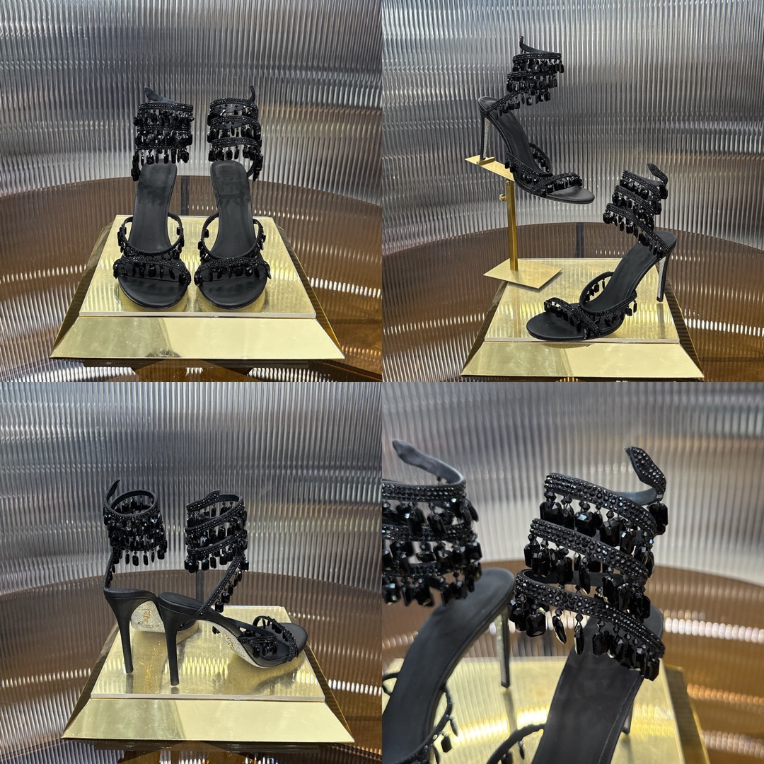 RENE  CAOVILLA Chandelier crystal-embellished leather sandals - image 25