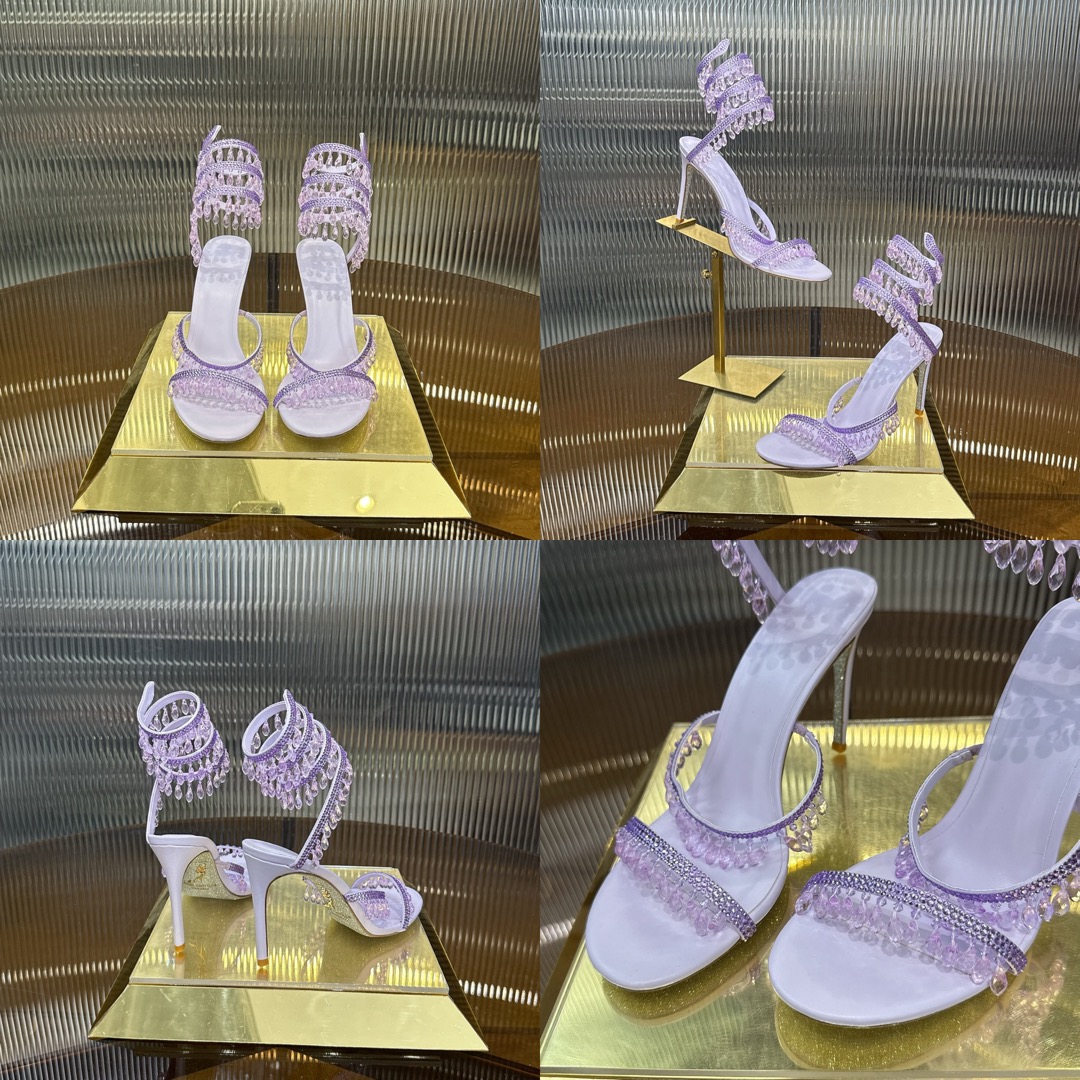 RENE  CAOVILLA Chandelier crystal-embellished leather sandals - image 9