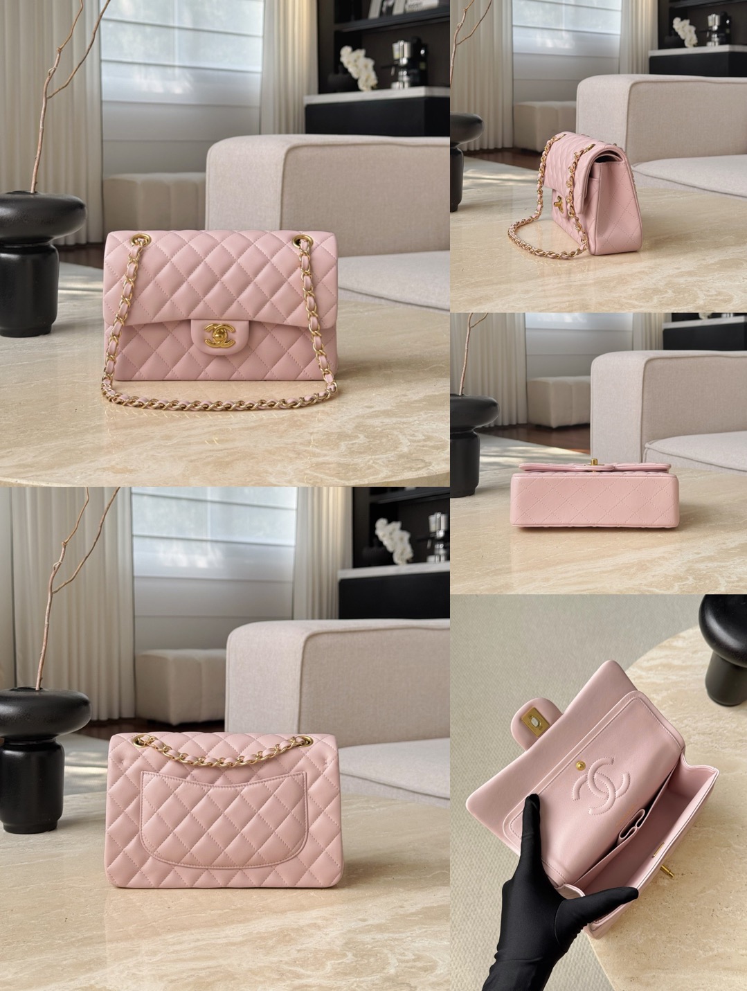CHANEL Small Classic Flag Bag Lambskin Leather - image 9