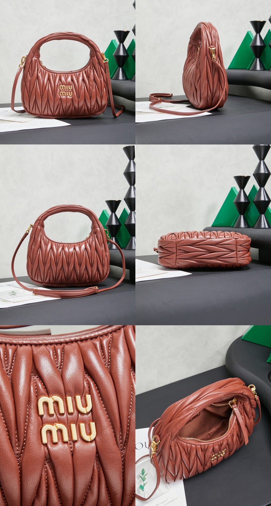 MiuMiu Wander matelassé nappa leather hobo bag - image 11