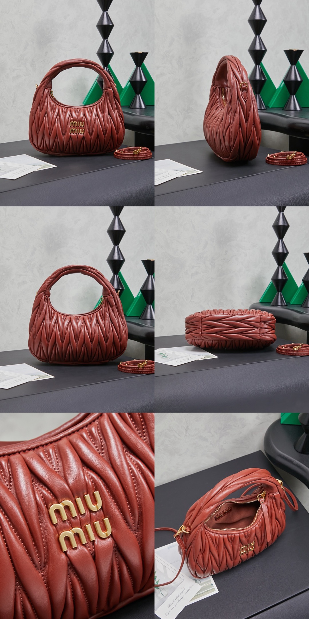 MiuMiu Wander matelassé nappa leather hobo bag - image 18