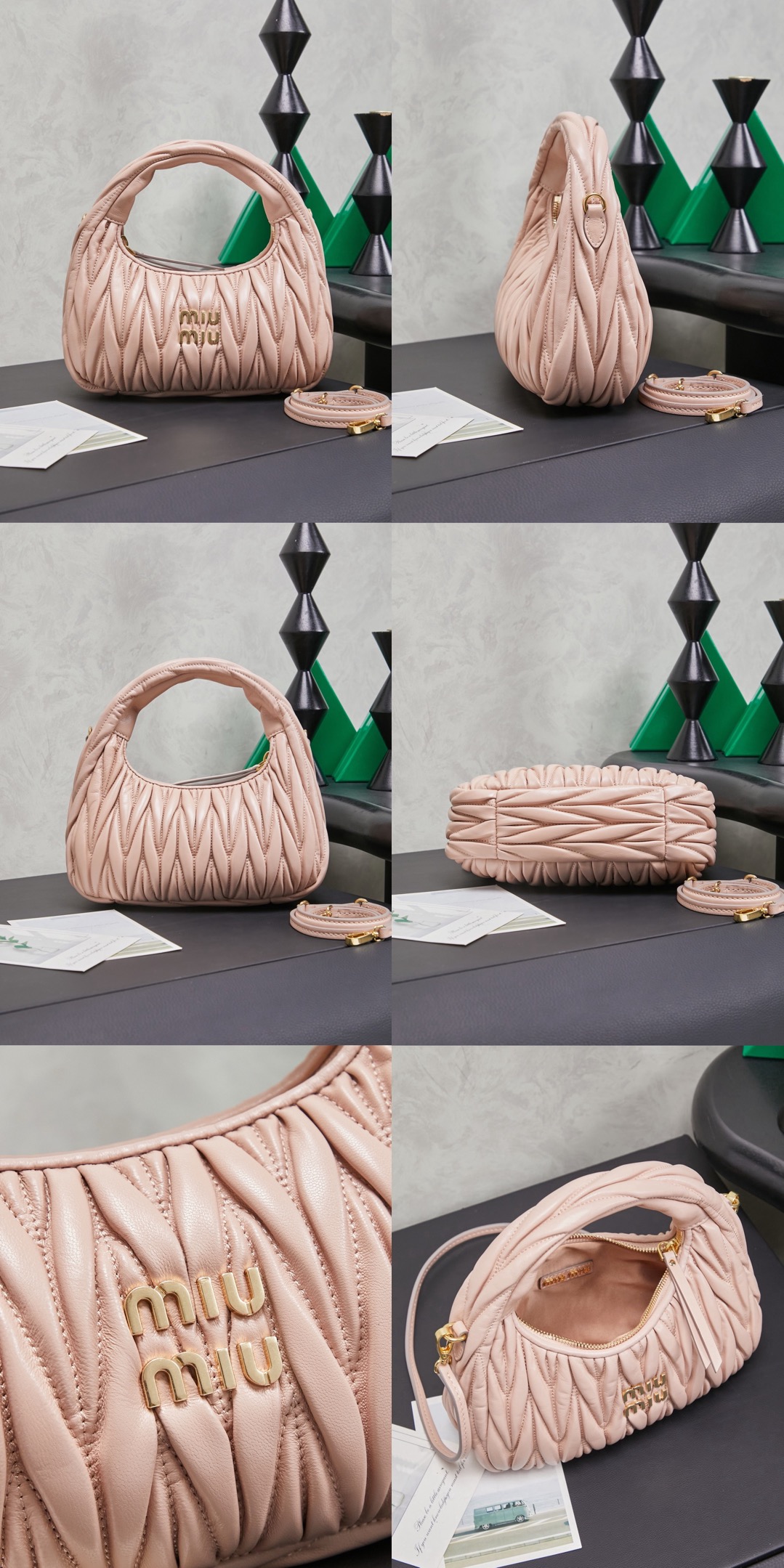 MiuMiu Wander matelassé nappa leather hobo bag - image 14