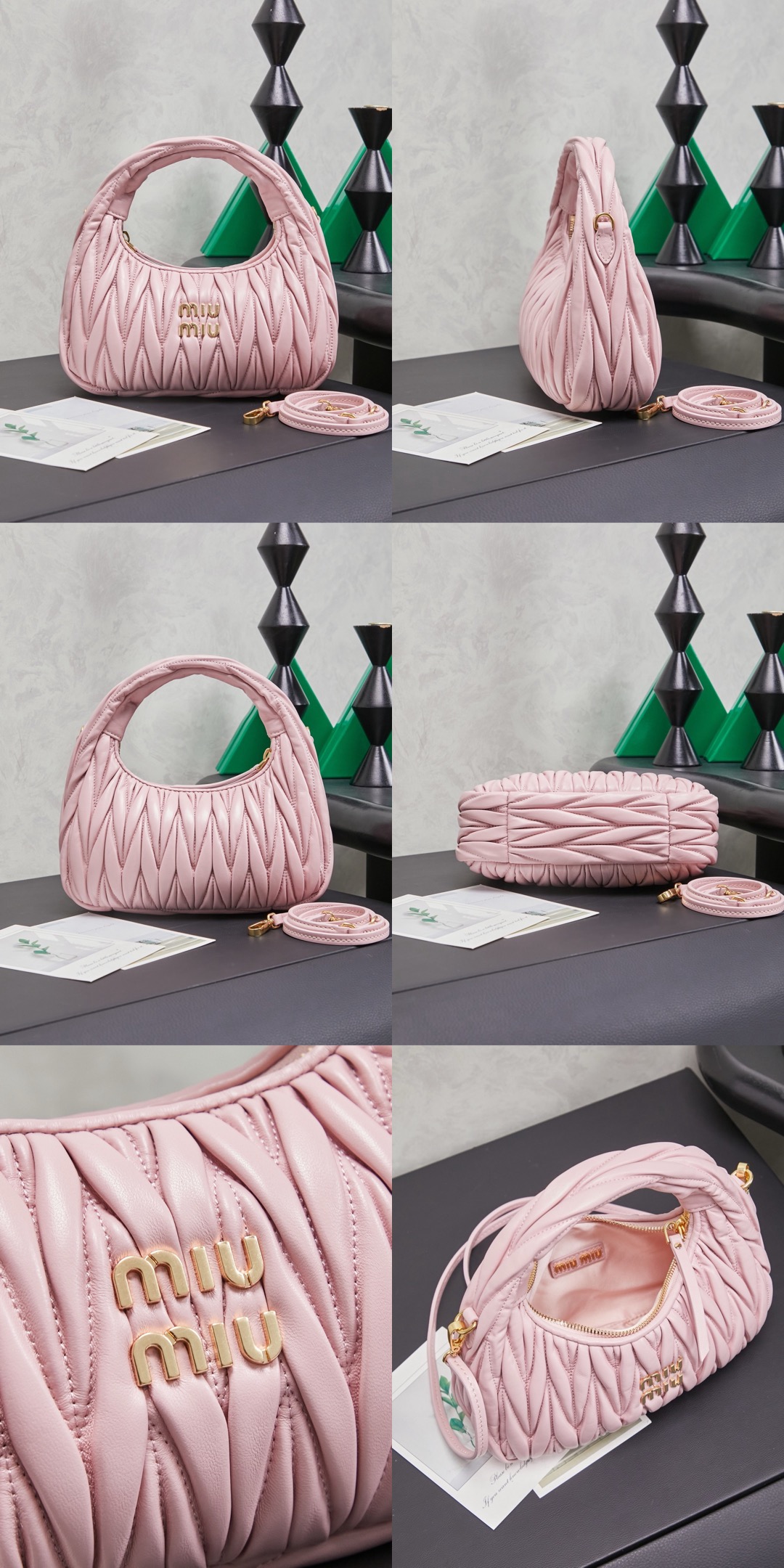 MiuMiu Wander matelassé nappa leather hobo bag - image 13
