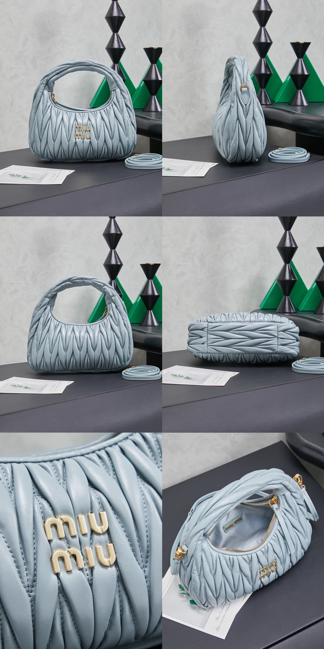 MiuMiu Wander matelassé nappa leather hobo bag - image 12