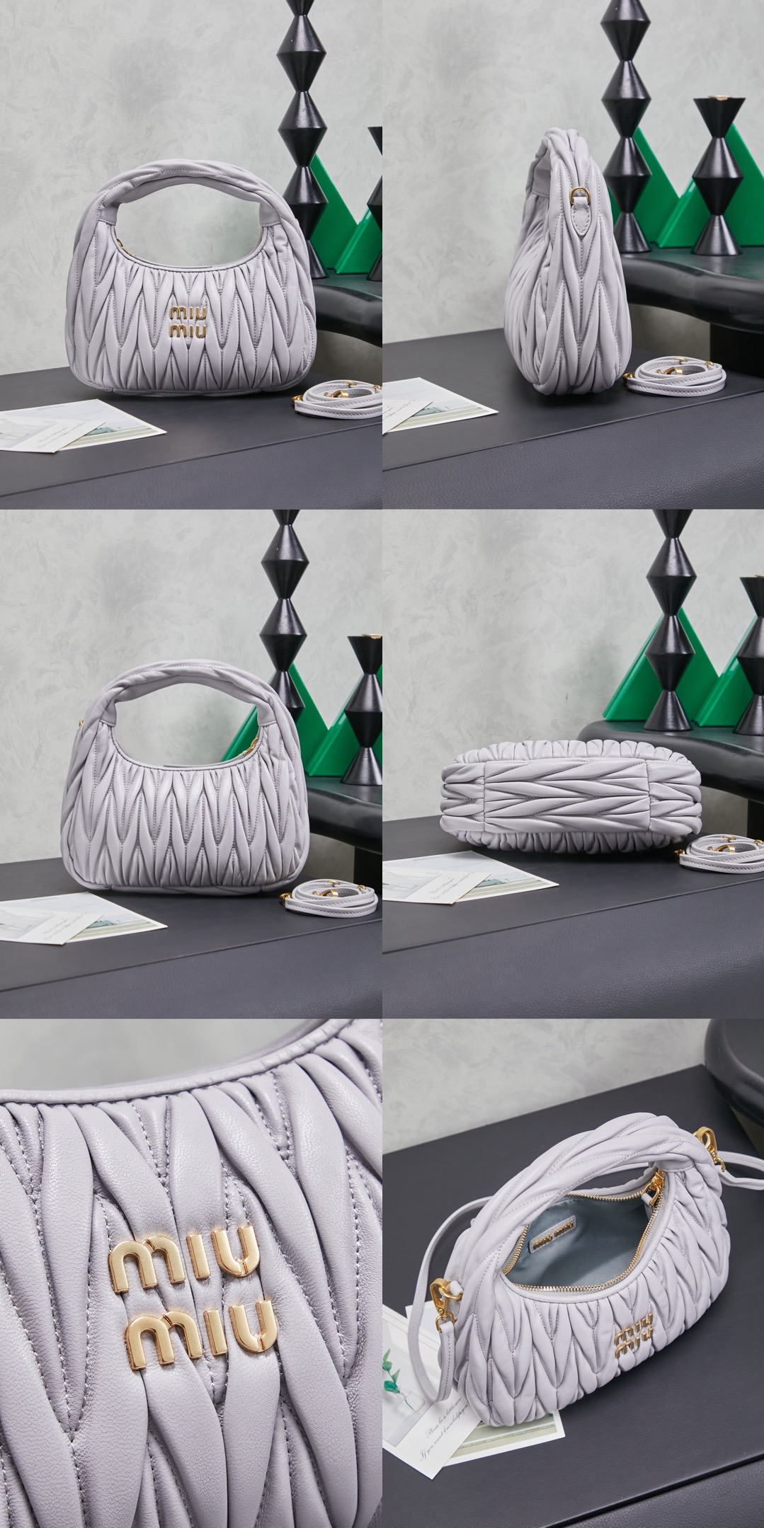 MiuMiu Wander matelassé nappa leather hobo bag - image 10