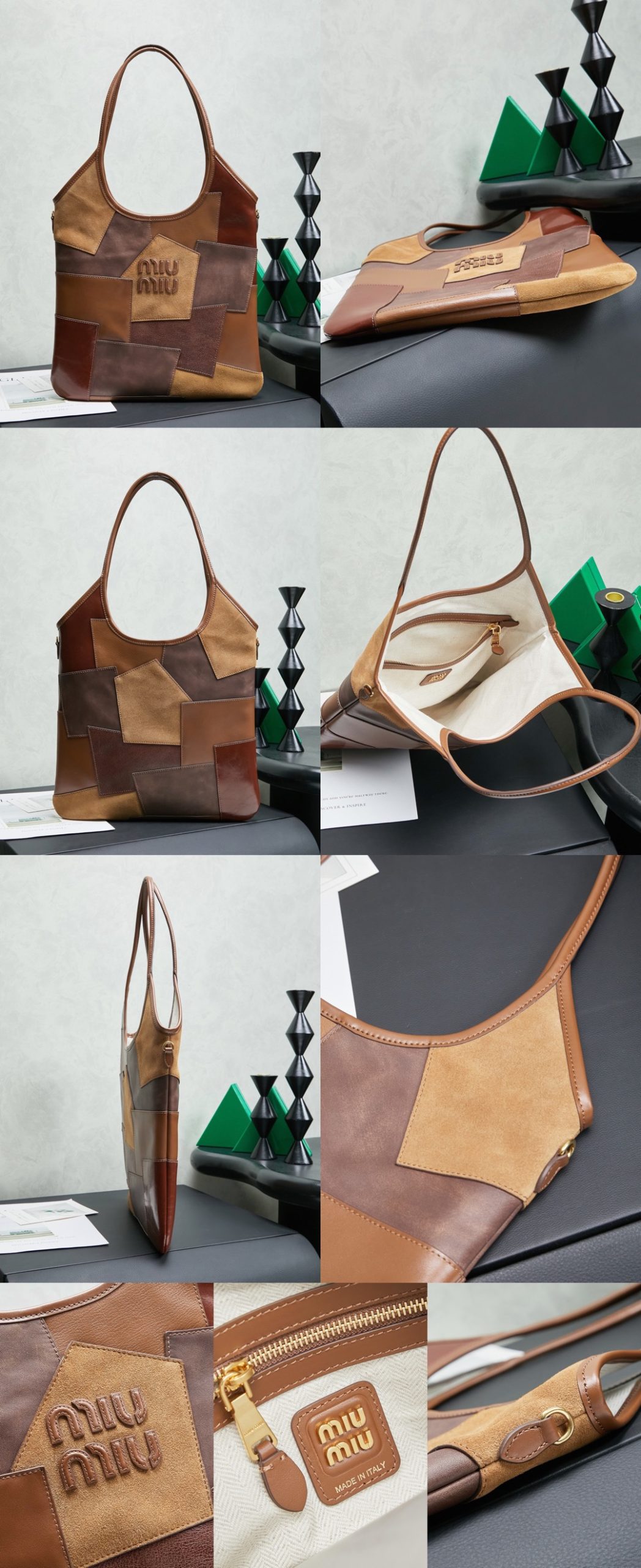 MIUMIU Beau leather patchwork bag - image 10