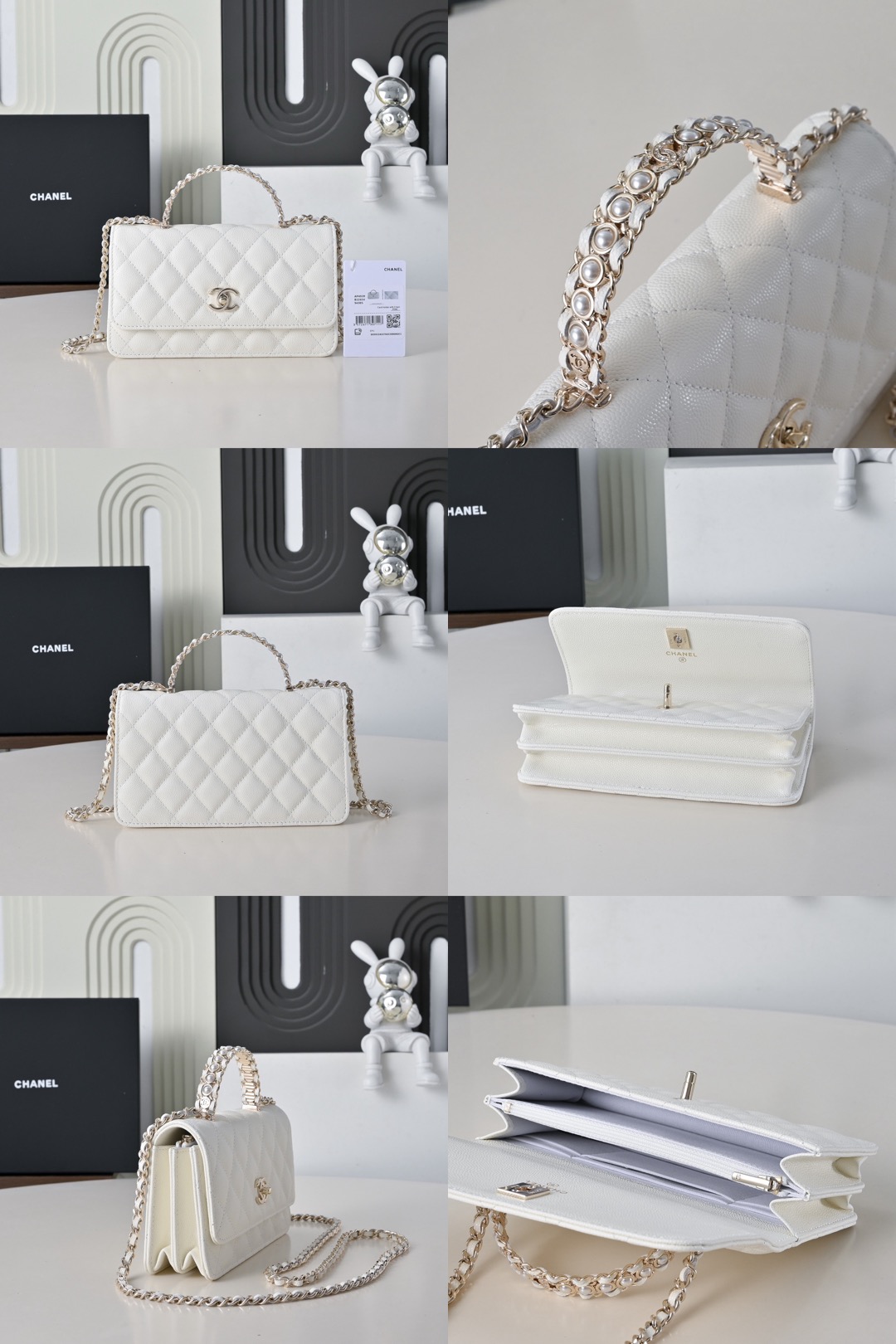 CHANEL Wallet on Chain Grained Calfskin Imitation Pearl - image 9