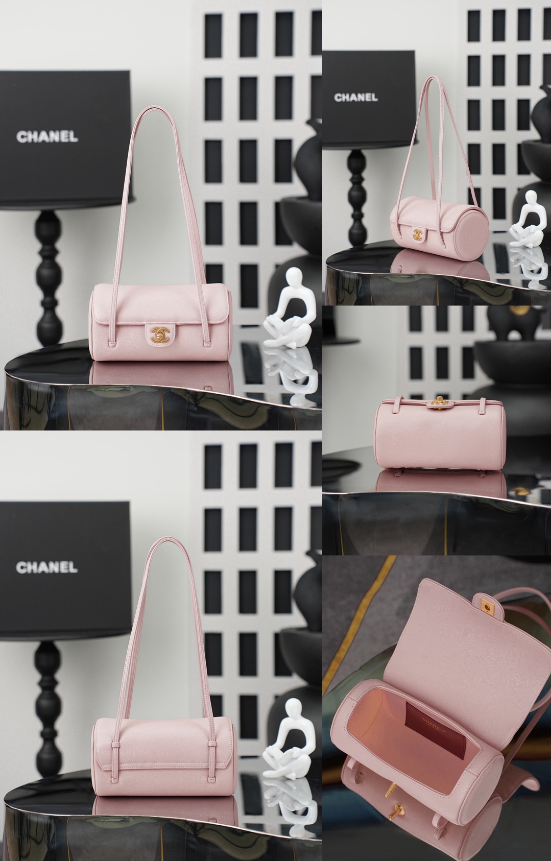 CHANEL Shiny Caviar Preppy Coco Small Bowling Bag - image 11