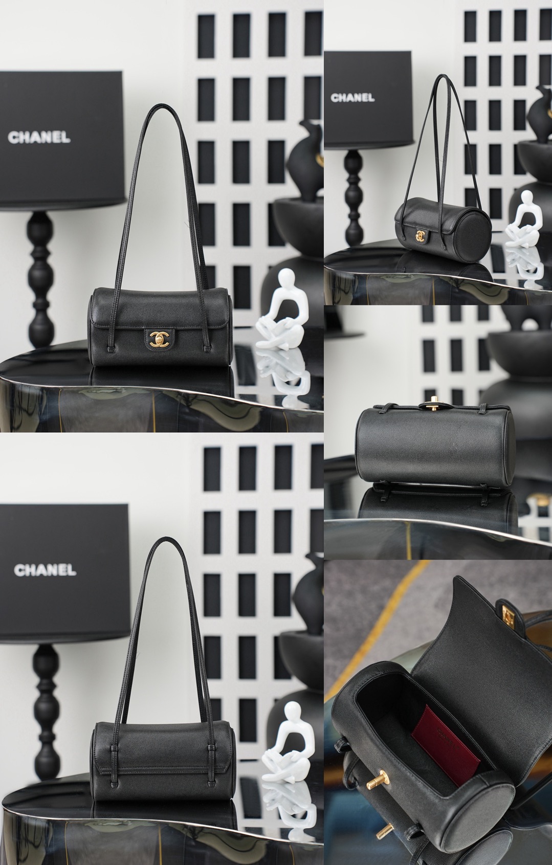 CHANEL Shiny Caviar Preppy Coco Small Bowling Bag - image 9