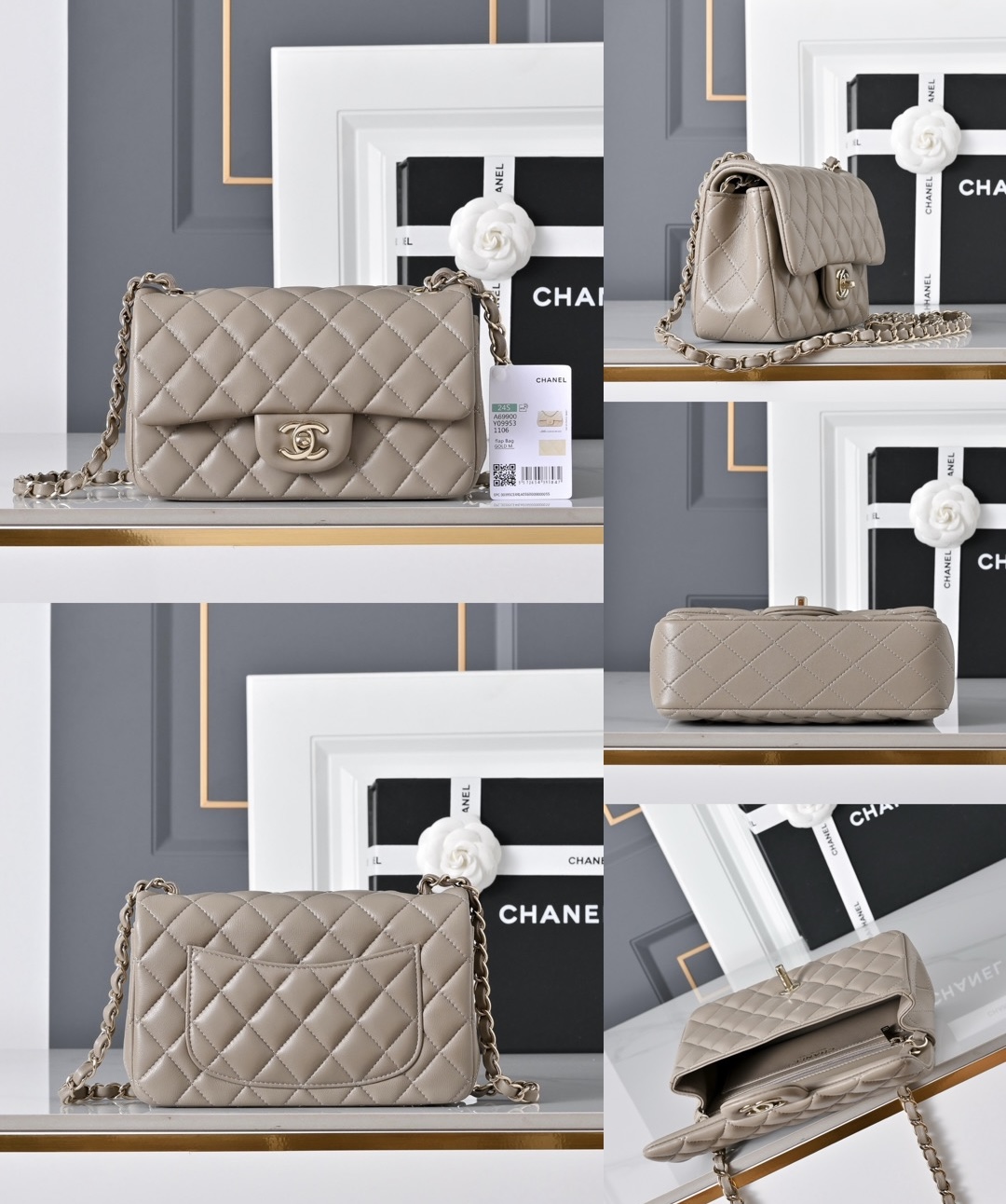 CHANEL Mini Classic Handbag lambskin leather-20CM - image 9