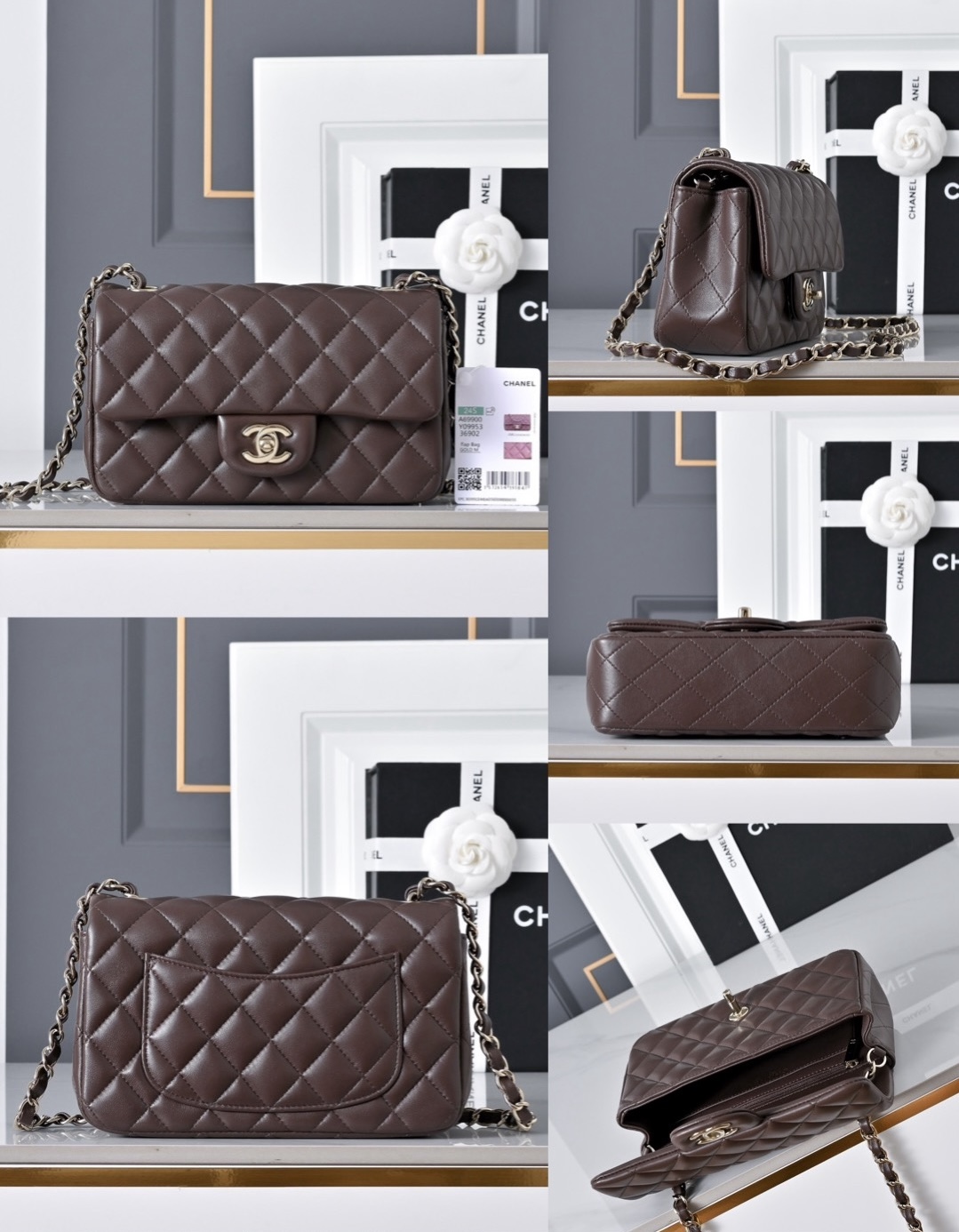 CHANEL Mini Classic Handbag lambskin leather-20CM - image 11