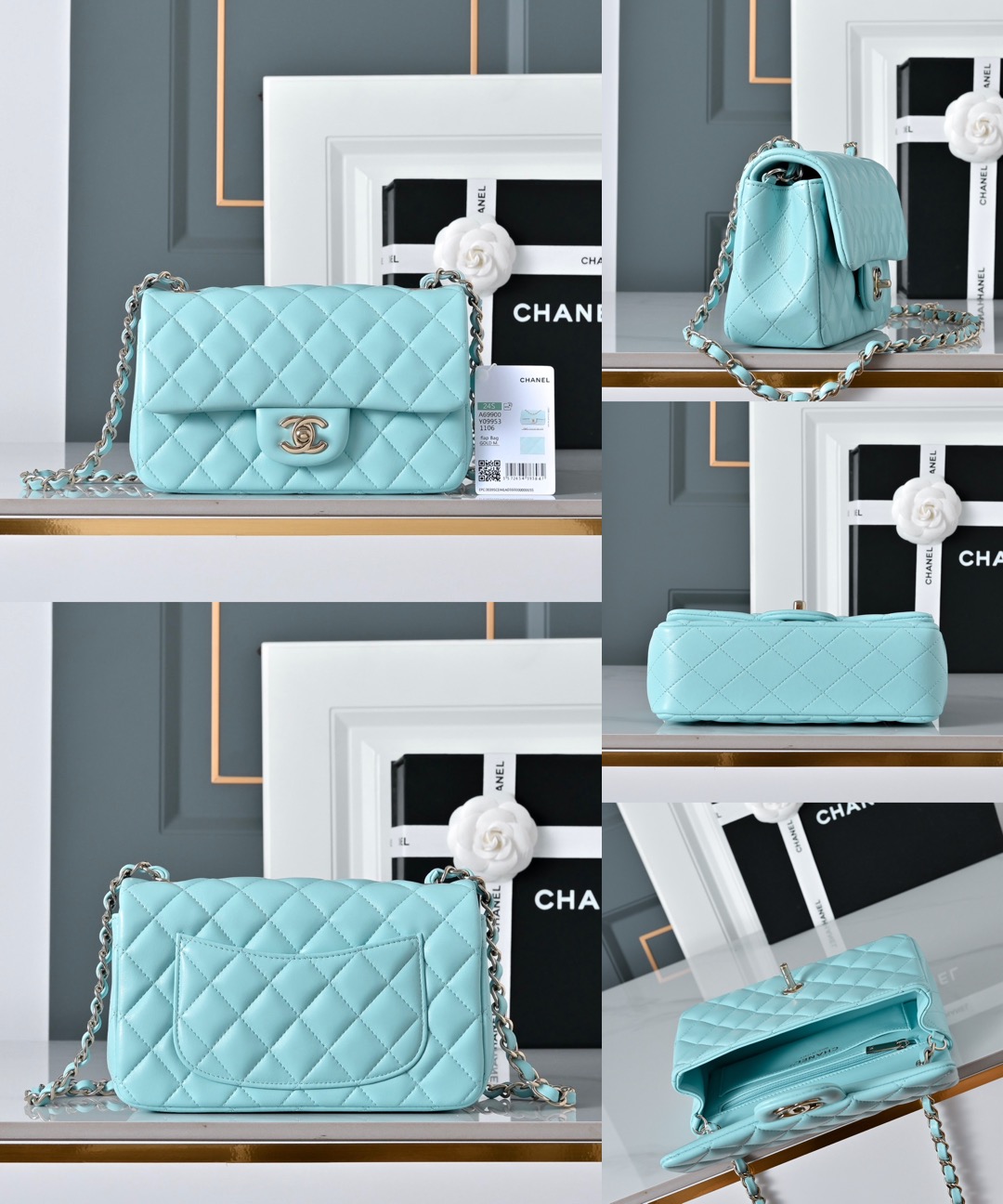 CHANEL Mini Classic Handbag lambskin leather-20CM - image 12