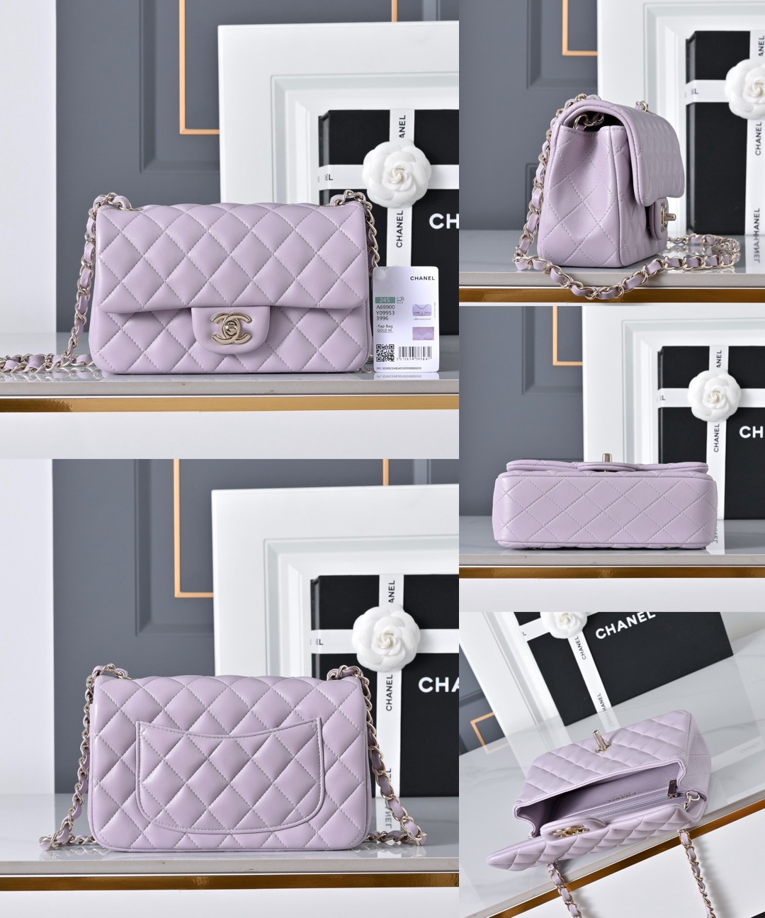 CHANEL Mini Classic Handbag lambskin leather-20CM - image 13