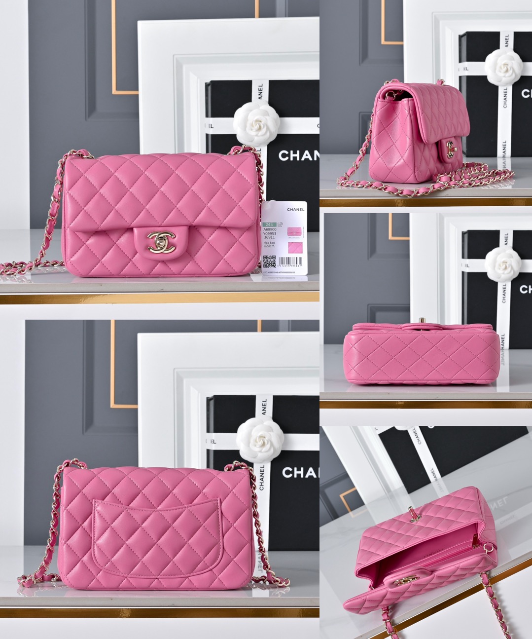 CHANEL Mini Classic Handbag lambskin leather-20CM - image 14