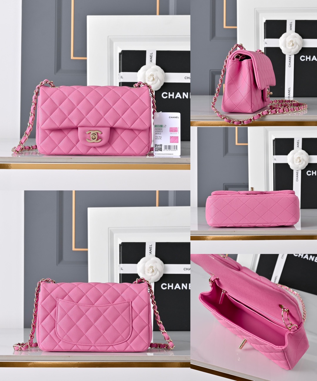 CHANEL Mini Classic Handbag Caviar leather-20CM - image 11