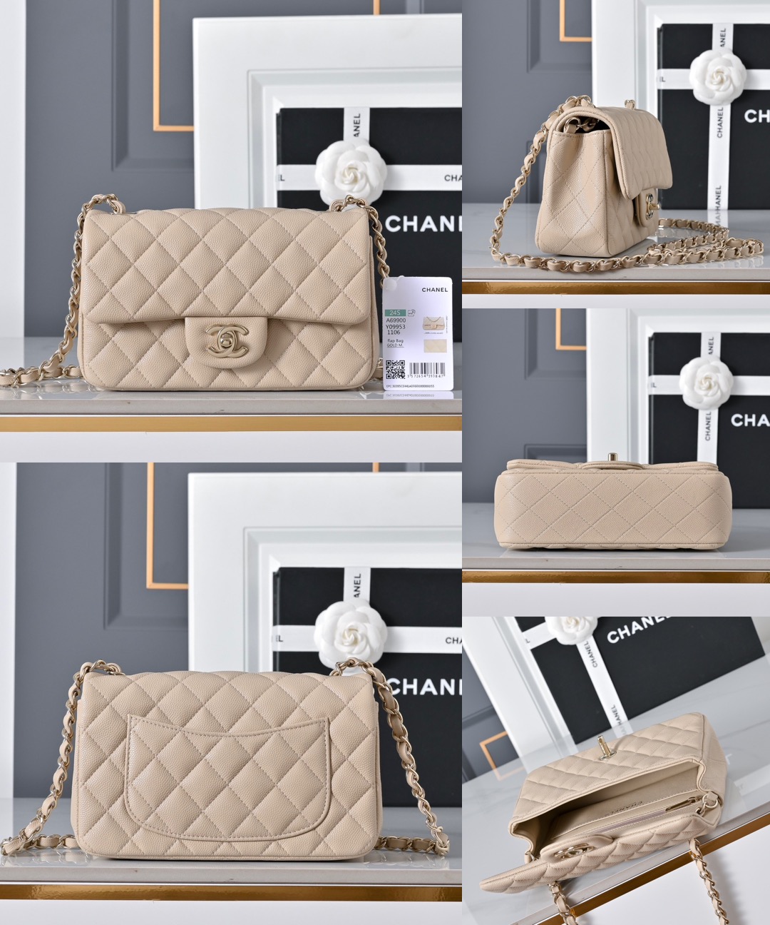 CHANEL Mini Classic Handbag Caviar leather-20CM - image 12