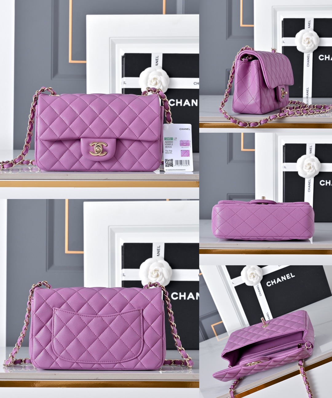 CHANEL Mini Classic Handbag Caviar leather-20CM - image 14