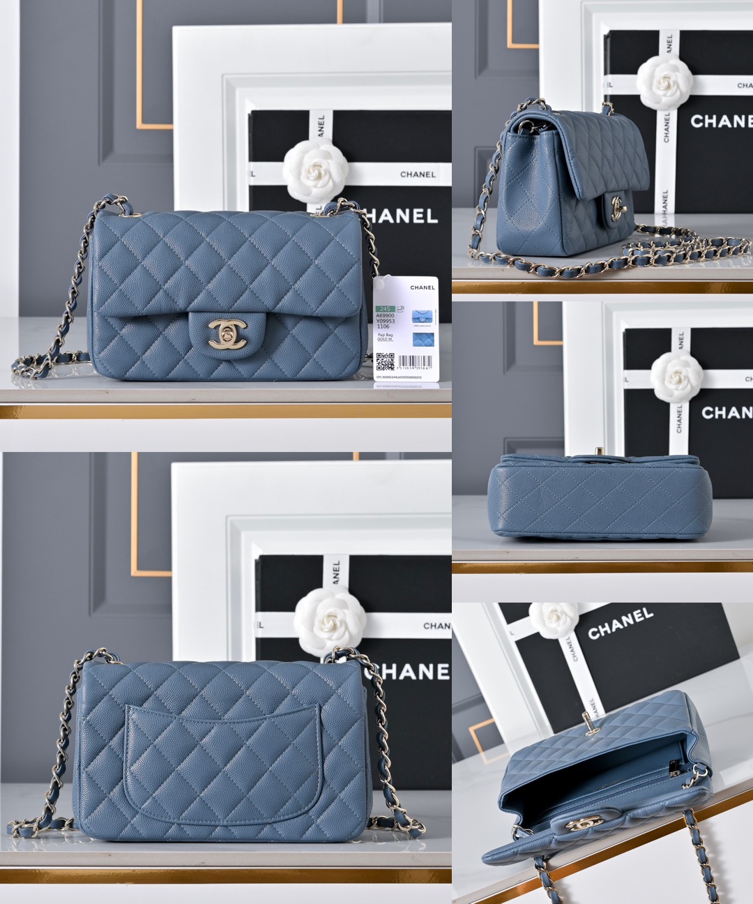 CHANEL Mini Classic Handbag Caviar leather-20CM - image 15
